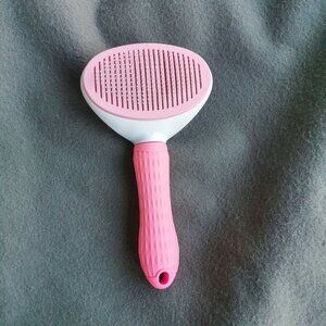 Pet Grooming Brush Pink Push-Button Self-Cleaning Deshedding Tool Dogs Cats